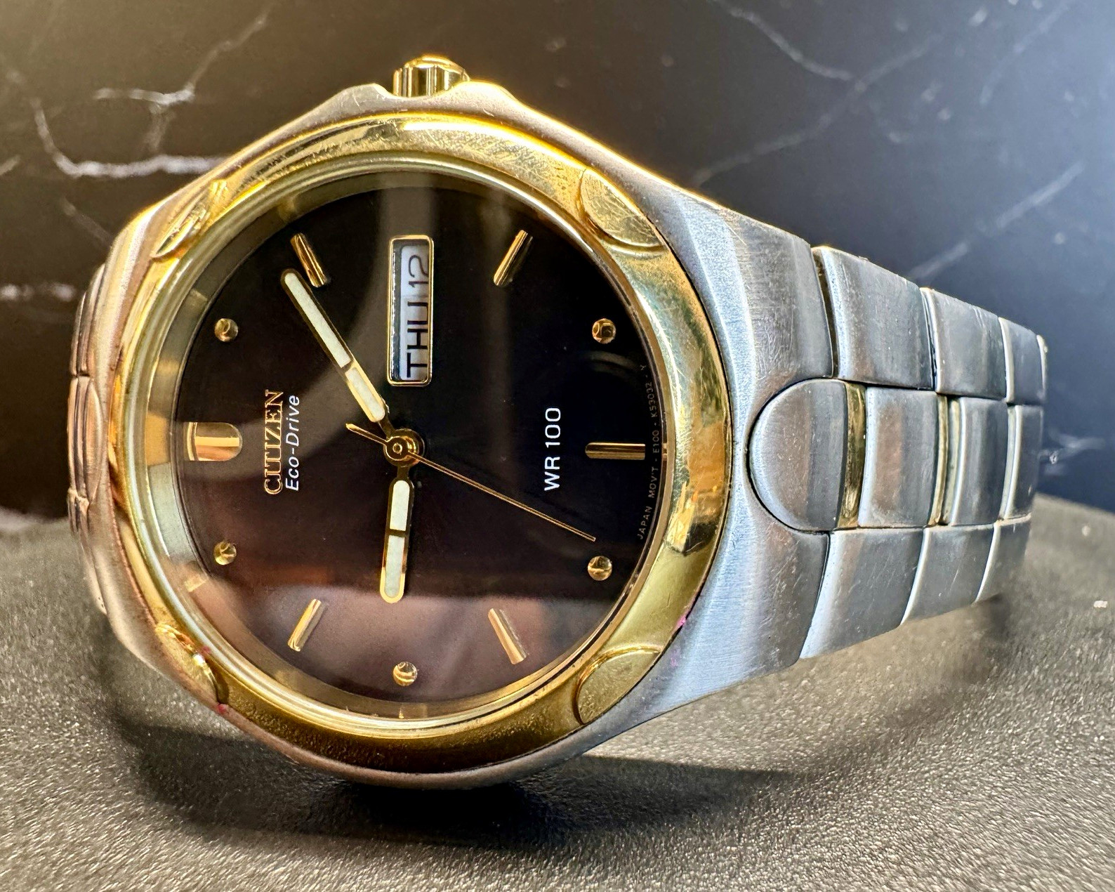 Citizen Eco-Drive WR100 100m Two-Tone Stainless Black Dial Day-Date Watch