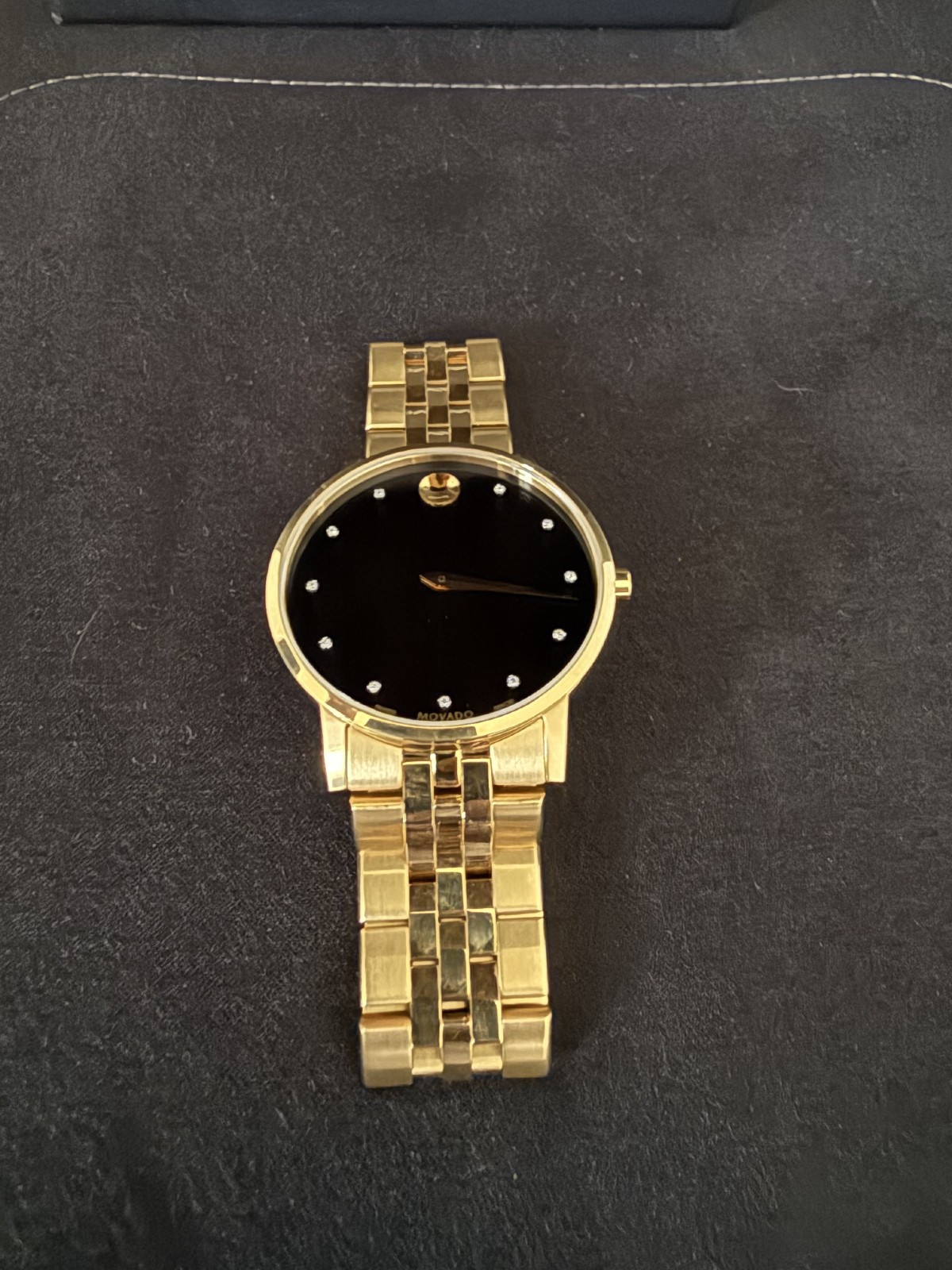 Movado Museum Classic Diamond Dial Gold-Tone Steel Men’s Watch 0607625
