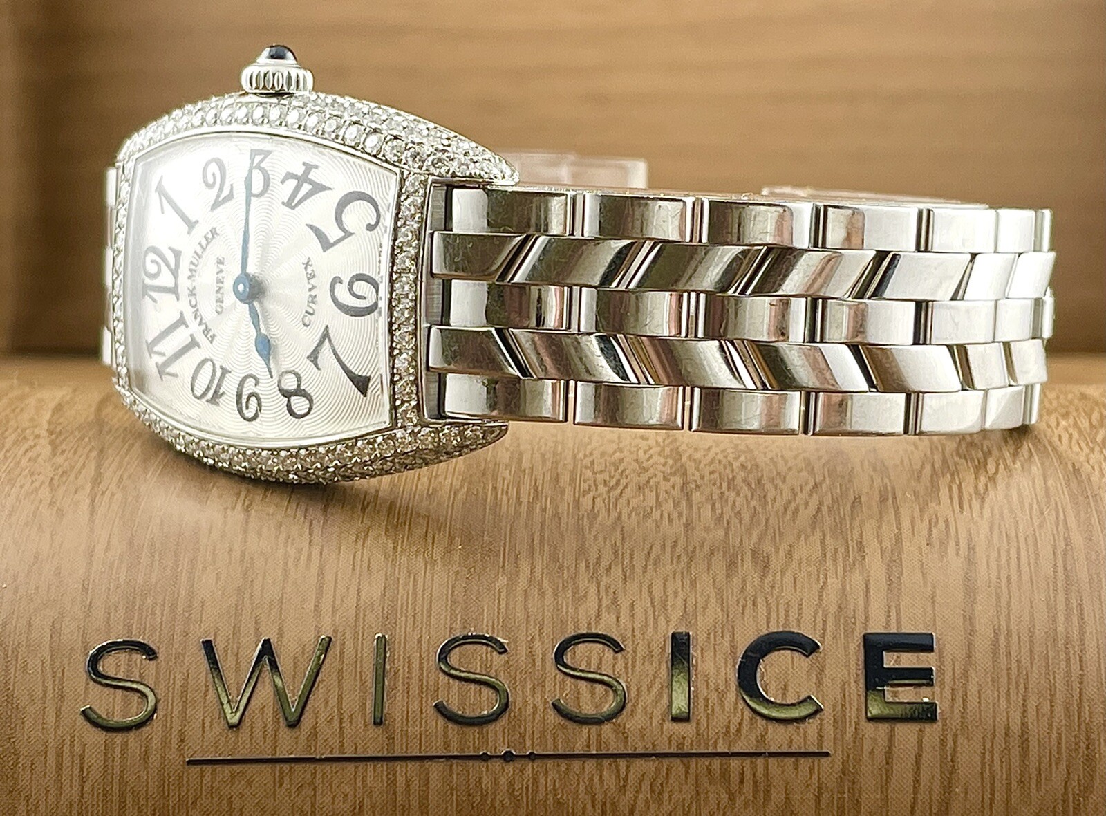 Franck Muller Curvex 29mm Custom Iced Out w/4ct Diamonds Watch Ref 1752QZ