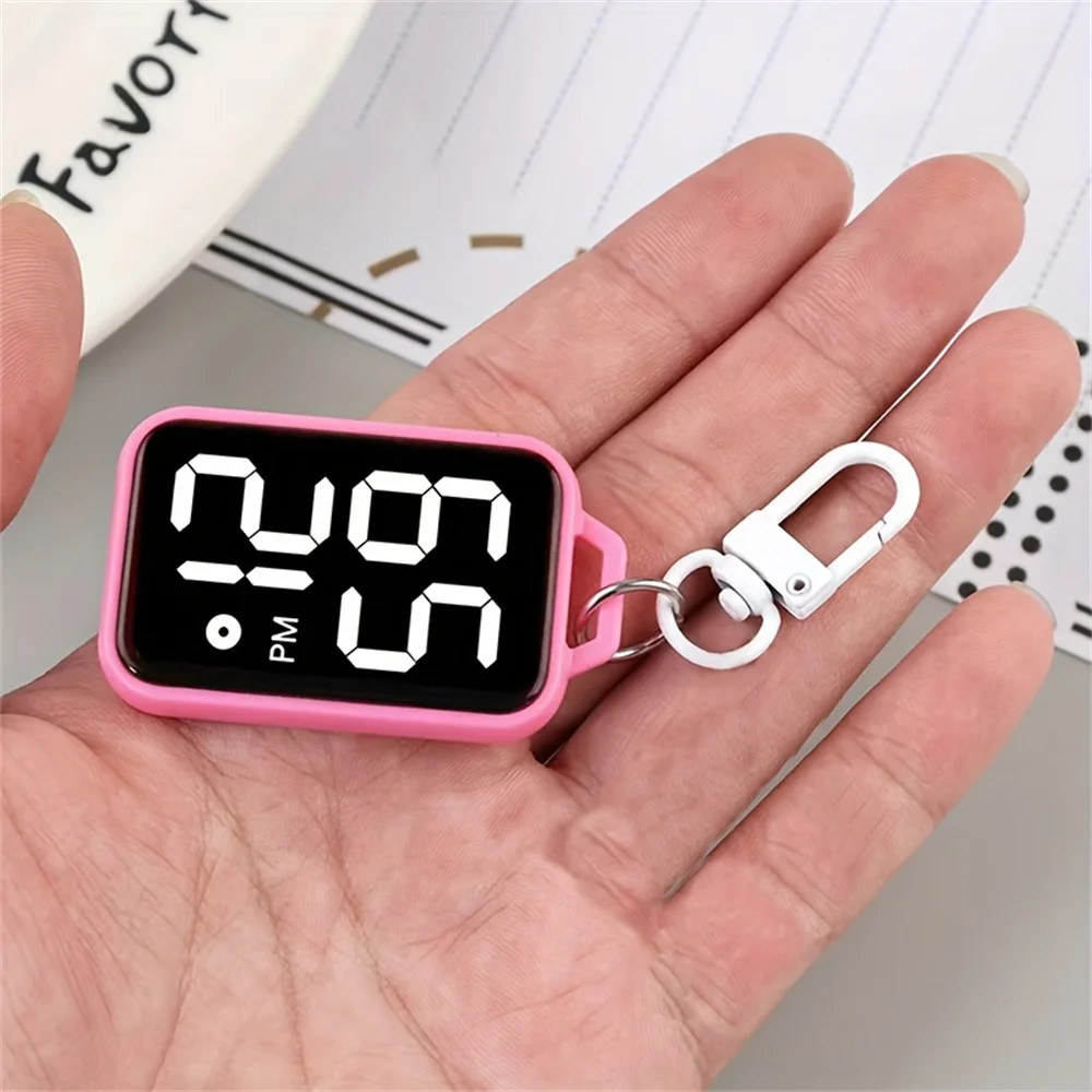 1/4pcs LED Keychain Pocket Watch Digital Display Electronic Watch for Youngster