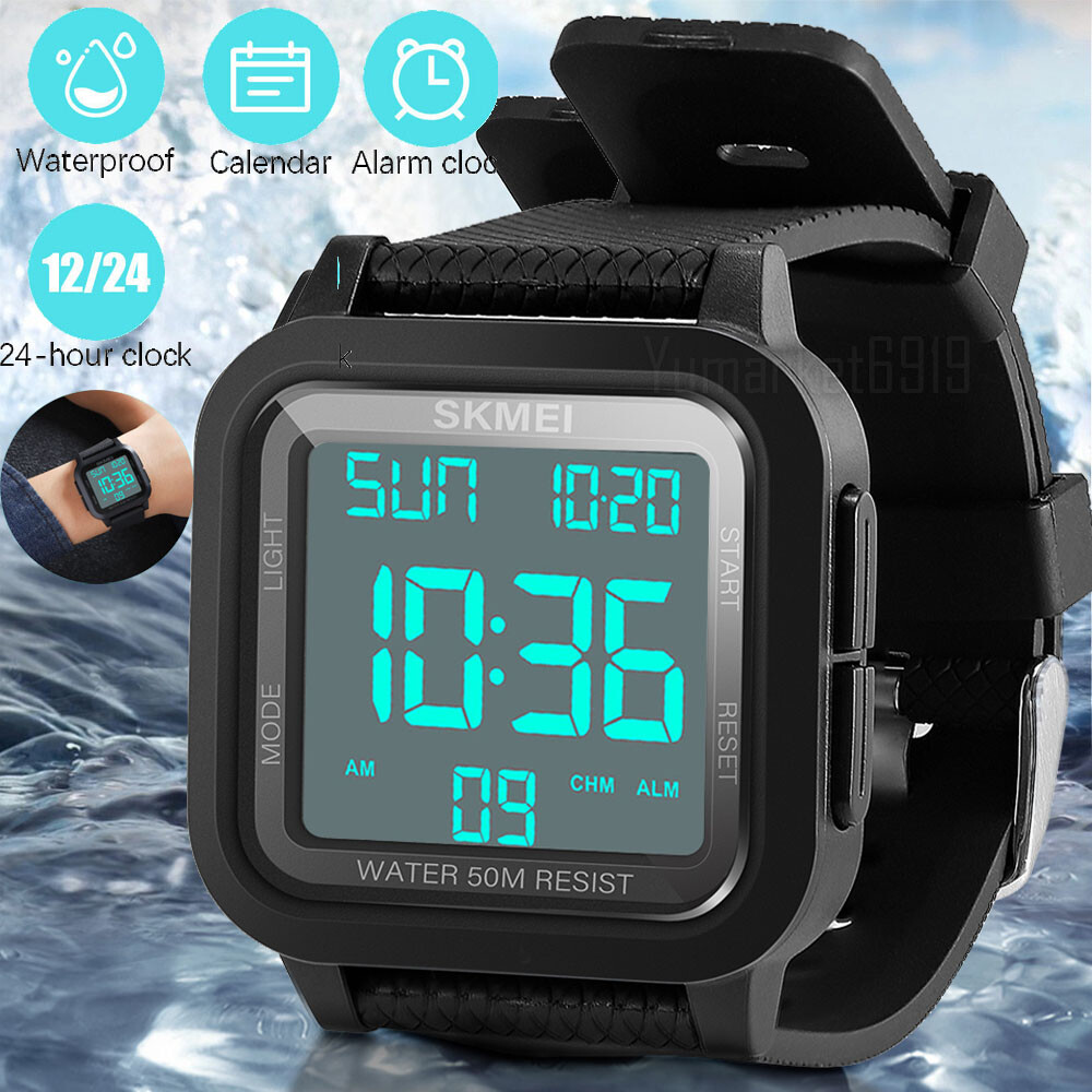 Mens Sports Watch LED Large Digital Waterproof Multifunction Wristwatch Fashion