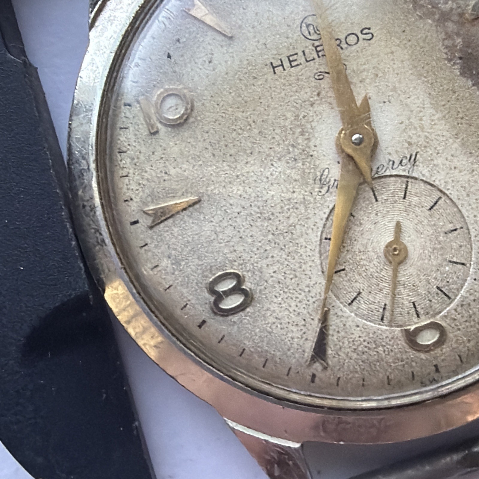 AV23 VTG Mechanical Wind Helbros 33mm Mens Watch Repairs Aluminum Case As Is**