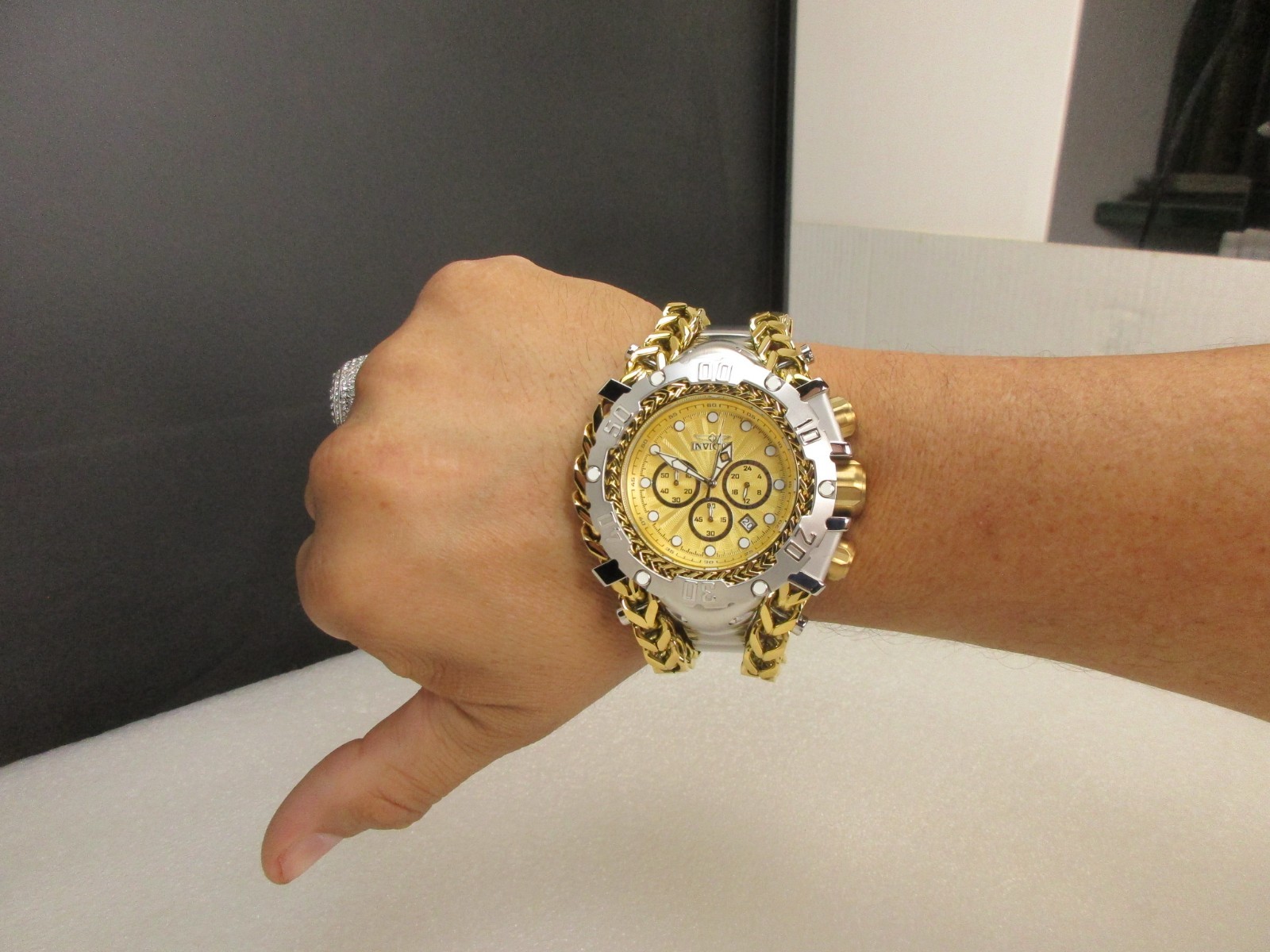 Invicta Gladiator Men’s Watch 58.3mm, Gold, Steel 48190, Gold Silver tone