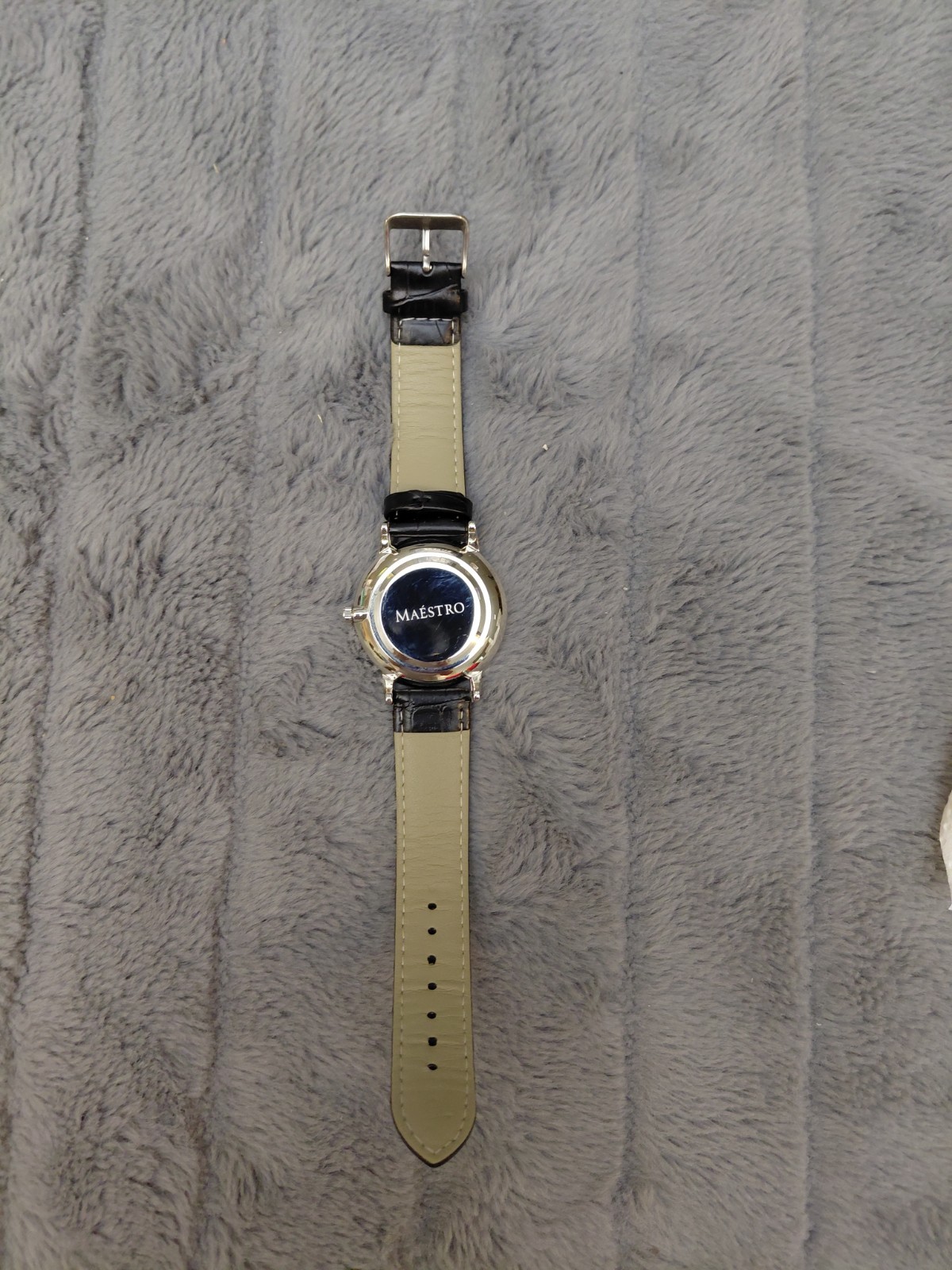 Maestro Men’s Watch White Dial Black Band New Battery Working