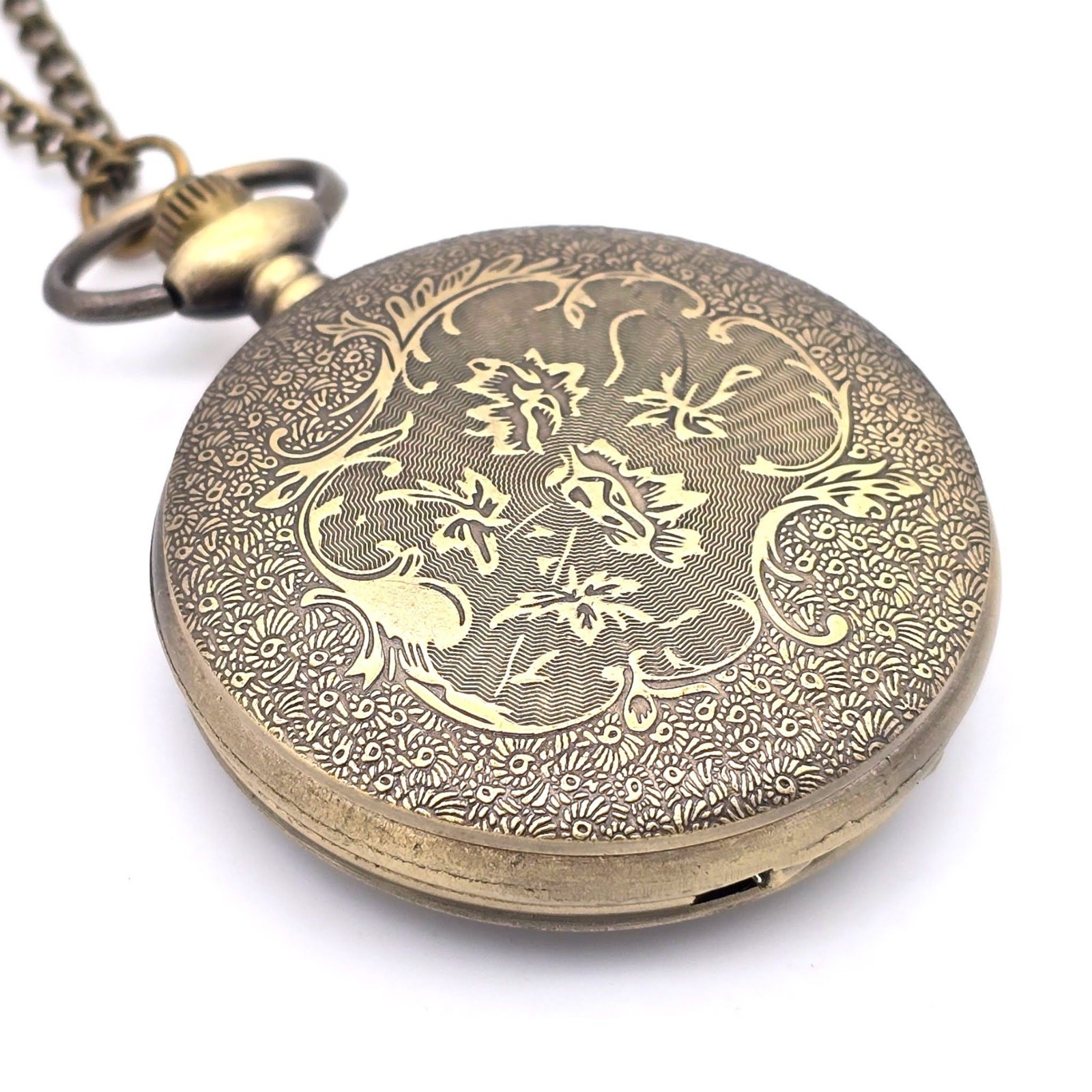 Lone Wolf Pocket Watch – Personalized Rustic Bronze Strength Outdoors Gift