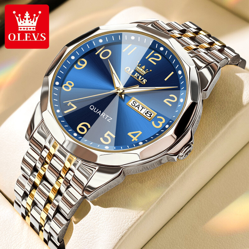 OLEVS Luxury Men’s Quartz Watch Business 3 Bar Luminous Stainless Steel Watch
