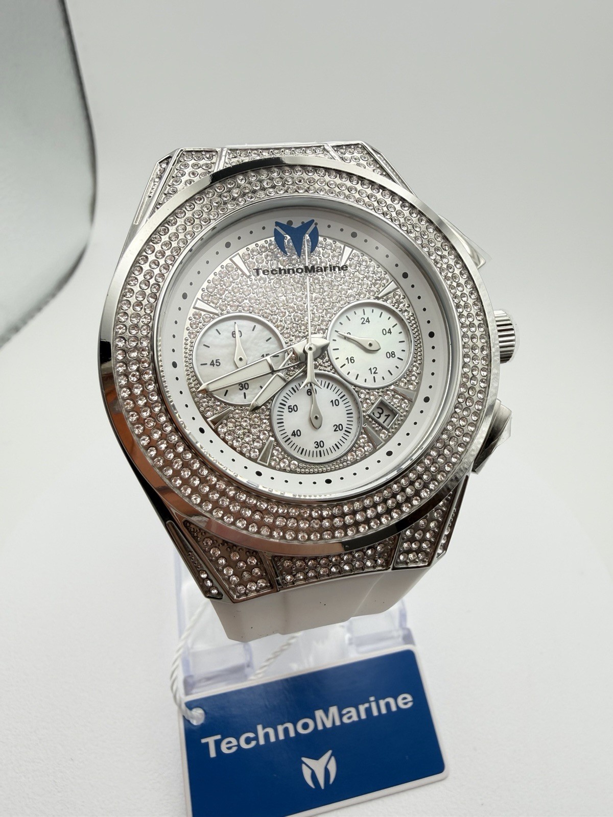 TechnoMarine Cruise Diva Pave Unisex Watch w/ MOP Dial – 45mm, White TM-125031