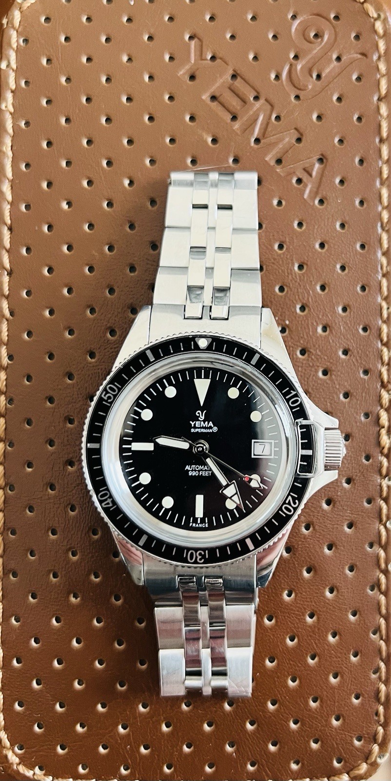 YEMA Superman Automatic Diver 39mm Black Dial/Bezel Date Steel Bracelet