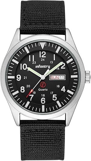 Mens Military Watch – Field Tactical Army Watch for Men with 12/24 Hour Time, Da