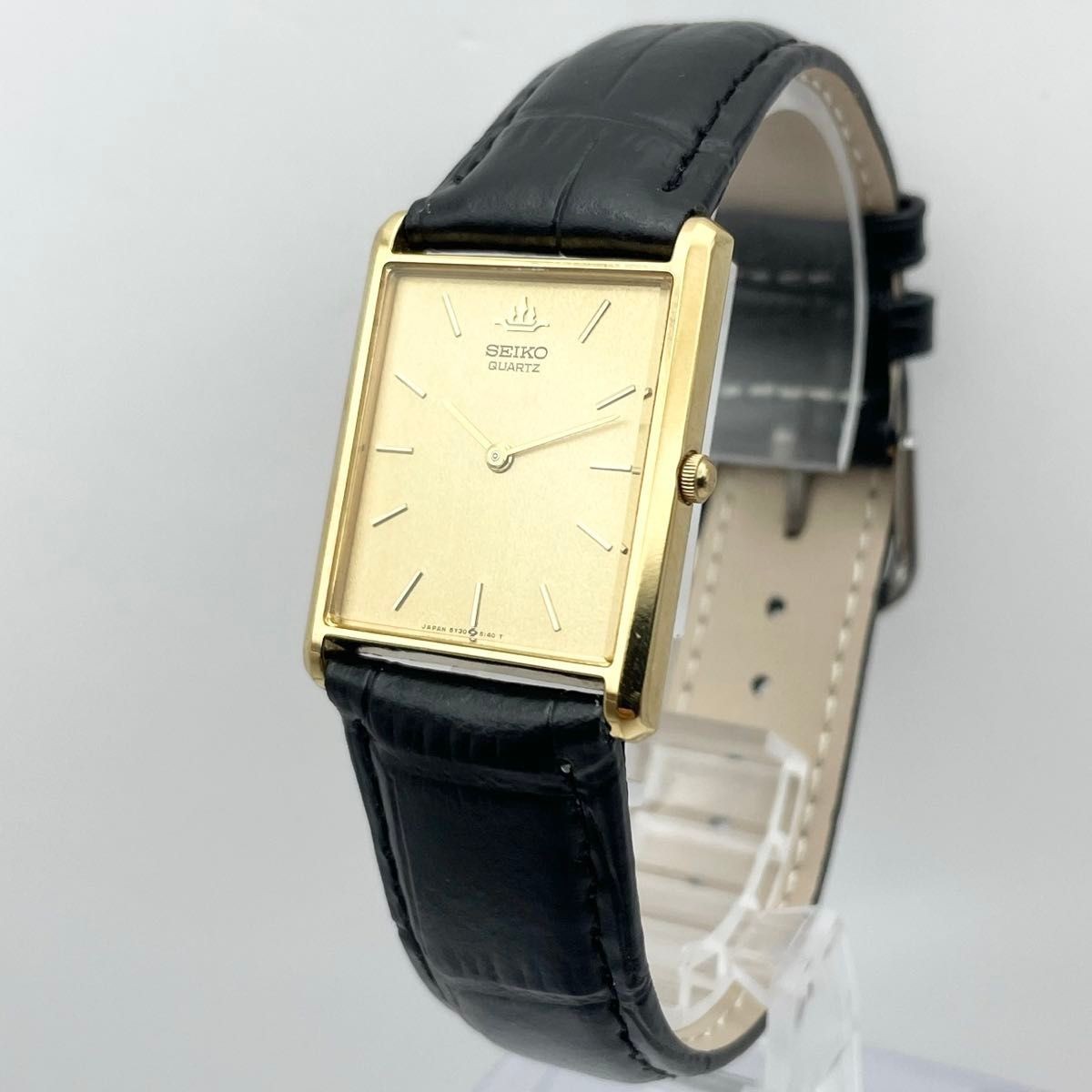 Vintage SEIKO Quartz Rectangular Gold Dial Watch