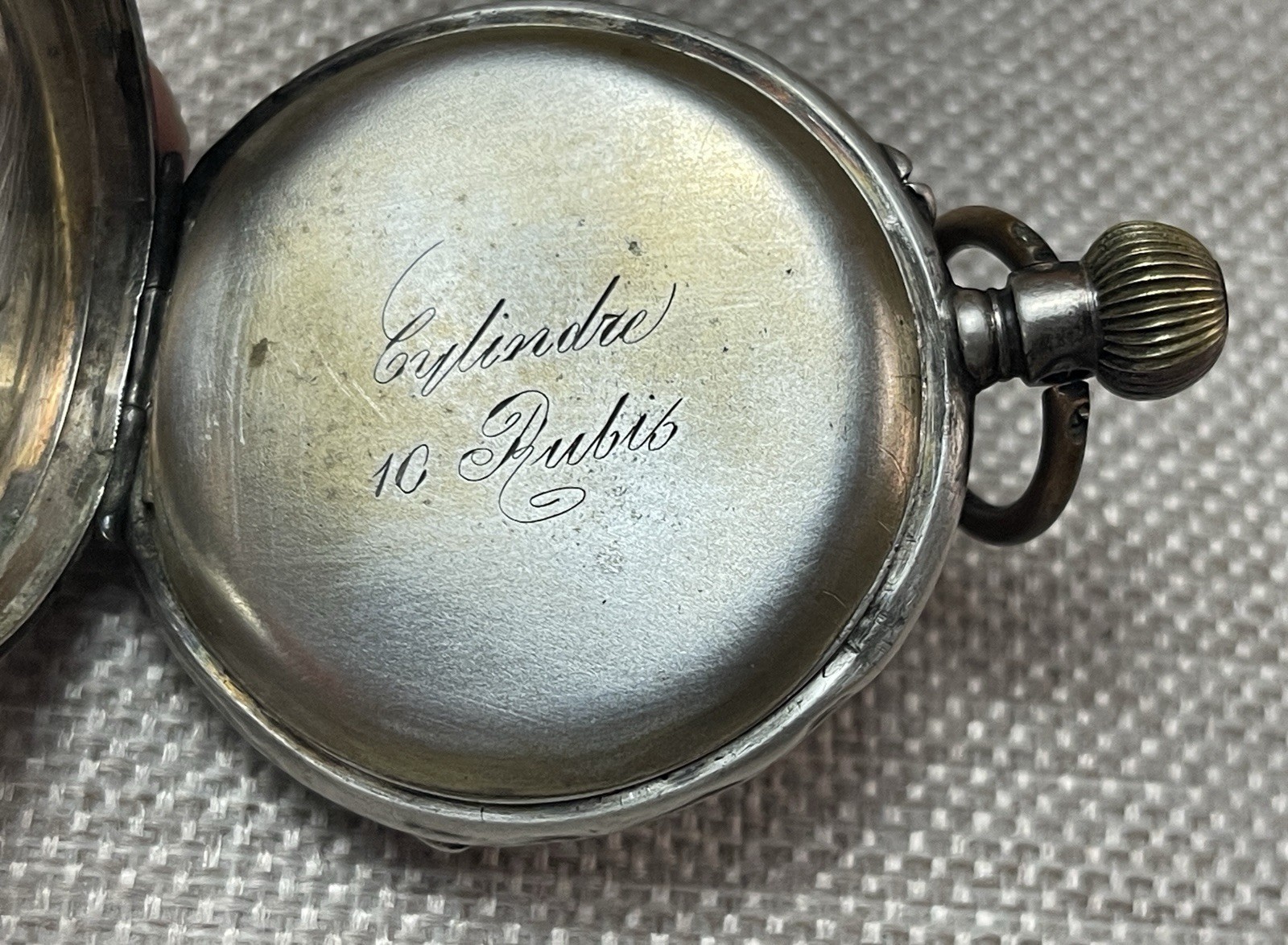 Antique Cylindre 10 Rubis 800 SILVER Pocket Watch ( Parts/Repair )