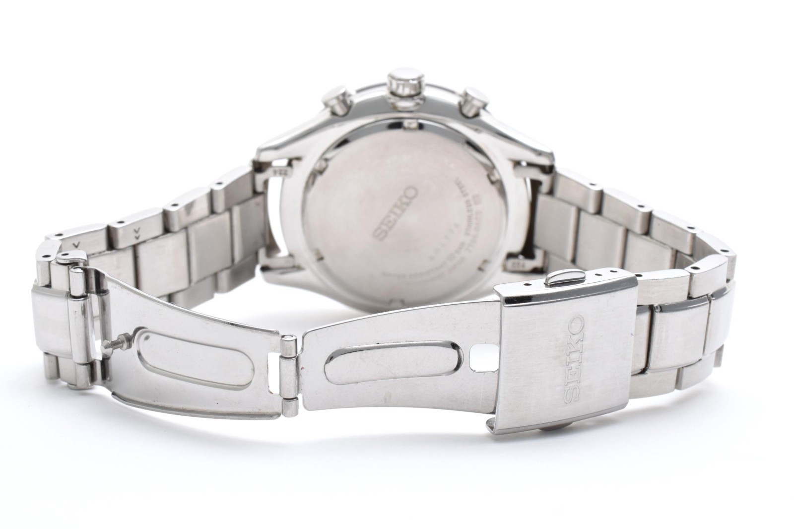 Seiko Chronograph 7T04-0AE0 White Dial Big Date Men’s Quartz Watch Silver SBPY