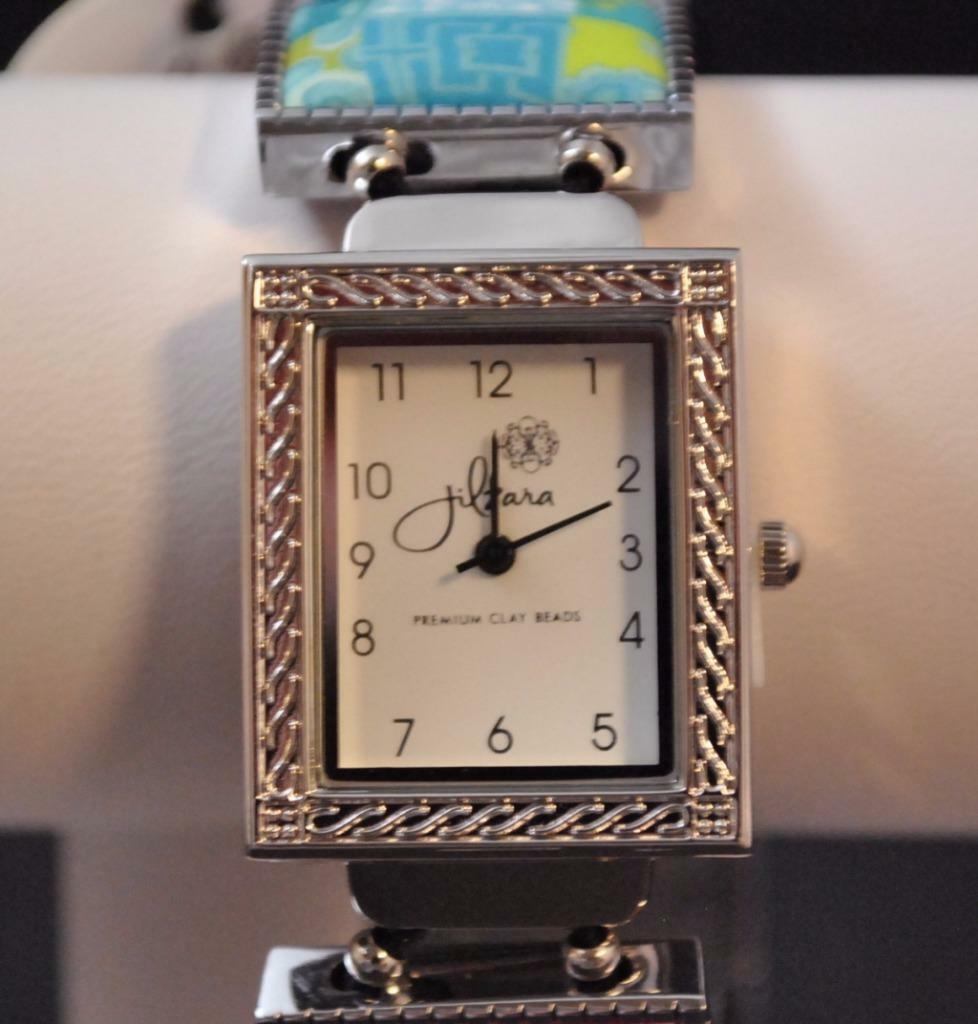 Jilzarah Blossom Square Watch Polymer Inlays Stretch Band Handmade Artisan P9
