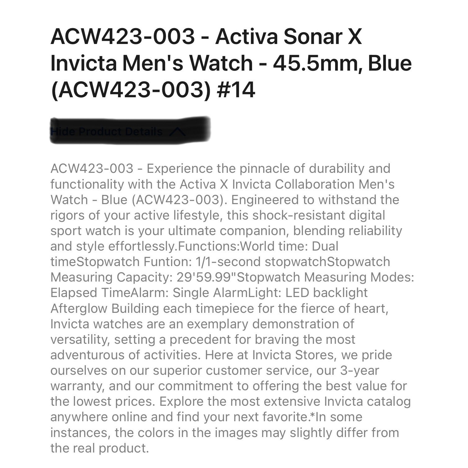 Invicta Activa Sonar X Men’s Watch 45.5mm Blue (ACW423-003)