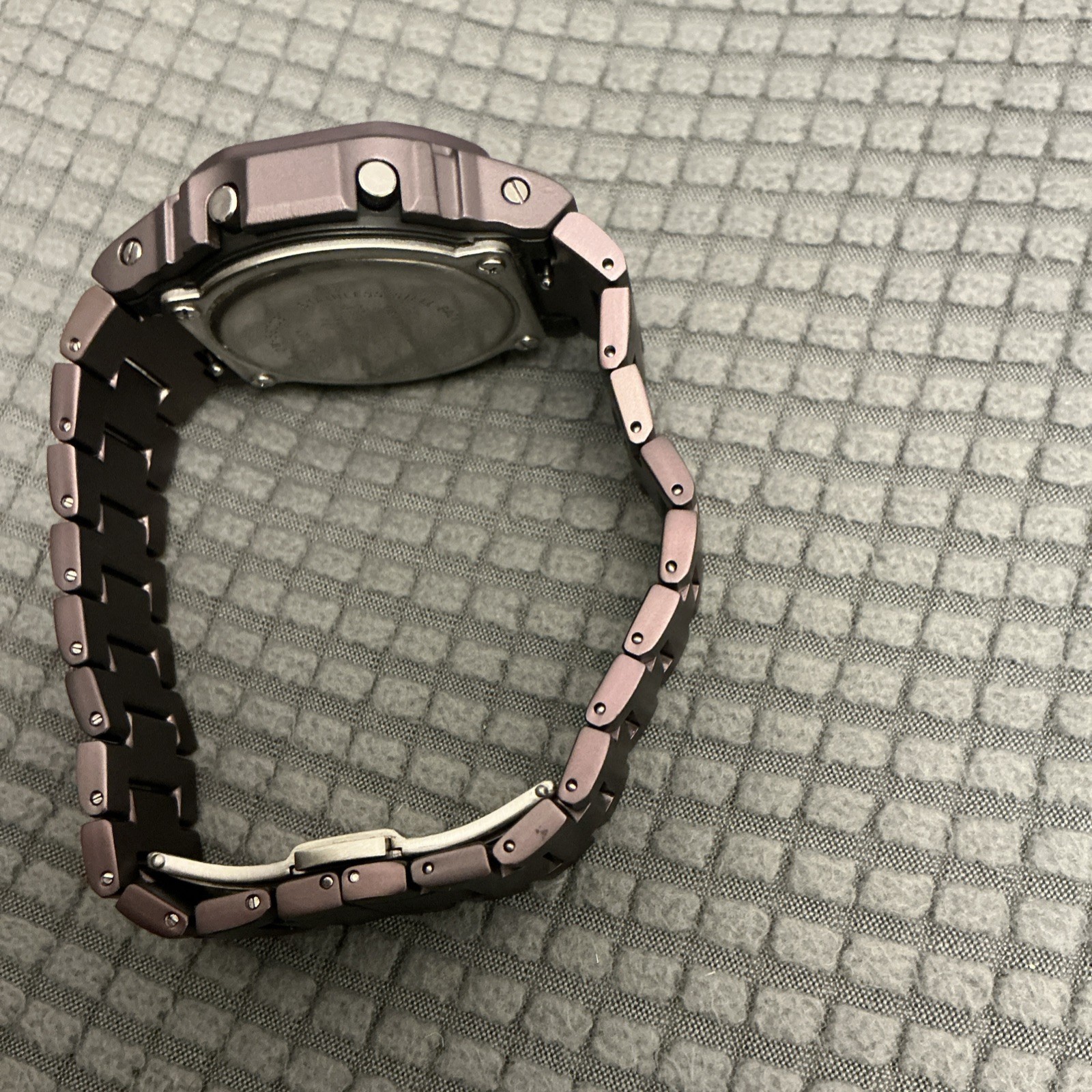 This is a modified DW5600E-1V watch with purple PVD Metal Bracelet 200M Box