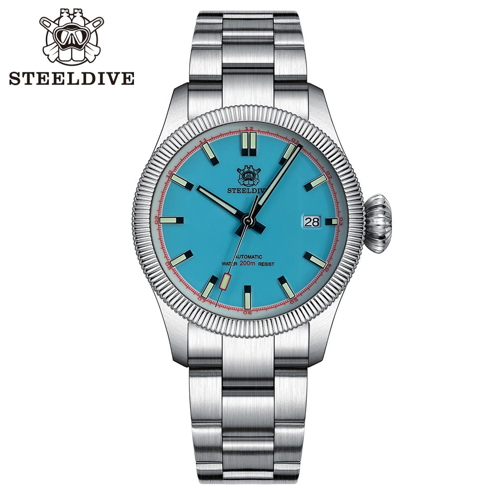 STEELDIVE SD1906T Mens 39mm 200M Automatic Dive Watch NH35 Sapphire Steel