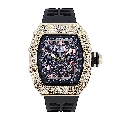 Charles Raymond Men’s Luxury Crystals Diamond Watch with Unique Tonneau shape.