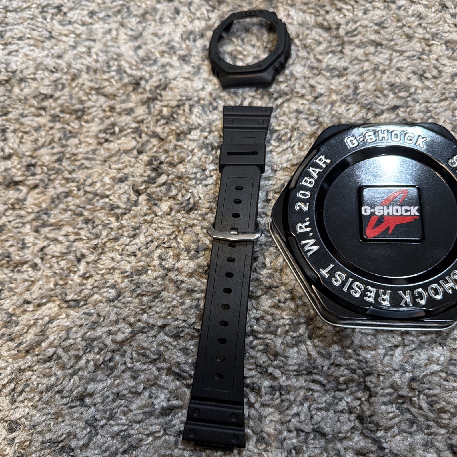 Casio G-Shock GA-2100 Custom Casioak Black And Grey With White Band. With Band