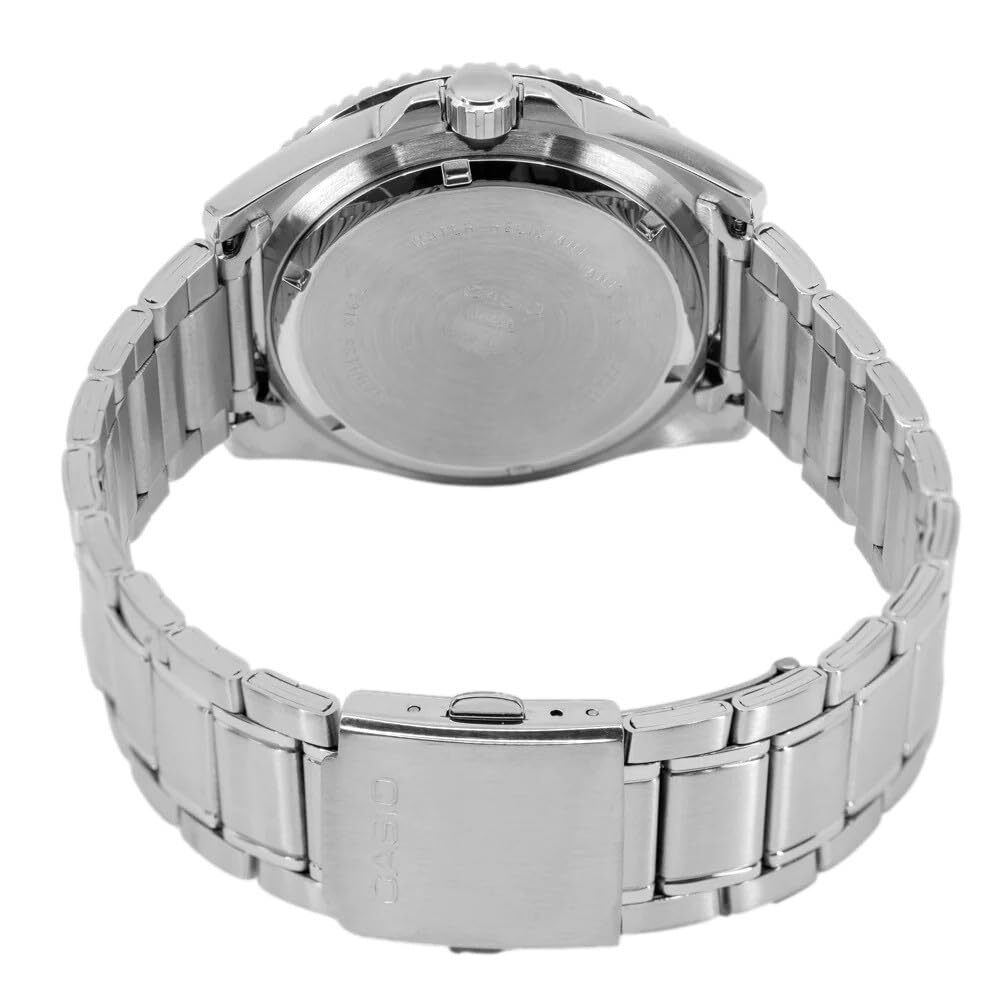 Casio MDV107D-1A2 Men’s Stainless Steel 200M Black/Blue Bezel Black Dial Watch
