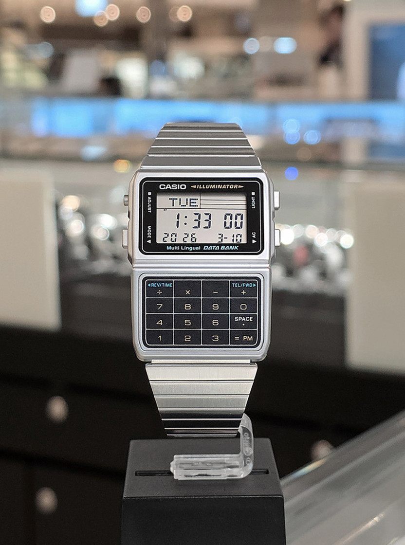 Casio DBC-611-1DF Vintage Databank Calculator Silver Digital Watch Telememo
