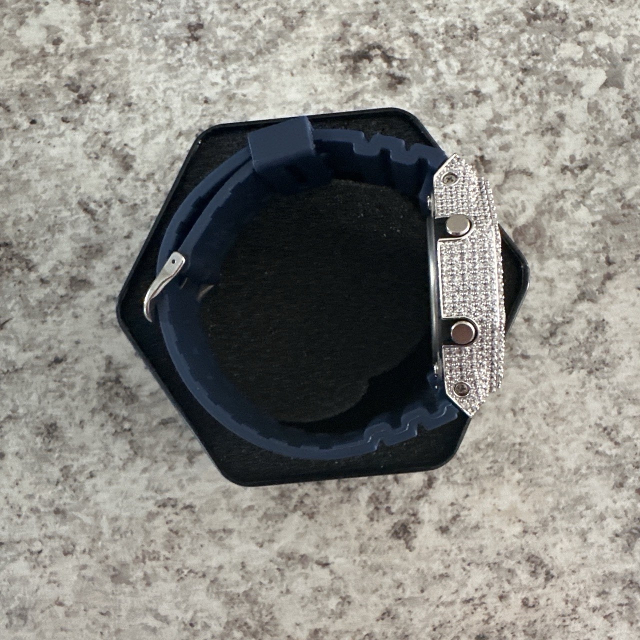 Iced Out Casio GSHOCK GA2100 Mod A5 CZ W/ Navy Blue Band BRAND NEW Box & Papers