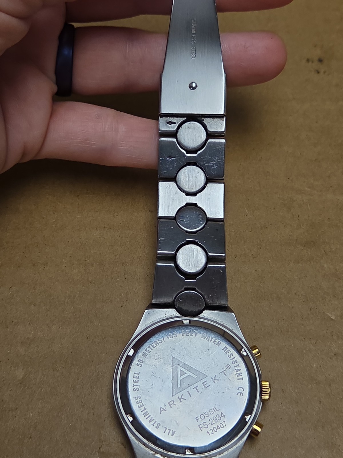 Fossil Arkitekt FS2934 Watch Two-Tone Stainless Steel BROKEN BAND *SEE PICS