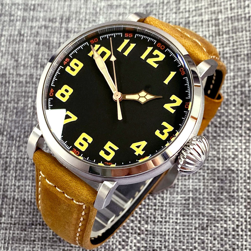 46.5mm Tandorio Sapphire Glass NH35A PT5000 Auto Movement Big Men Watch Luminous