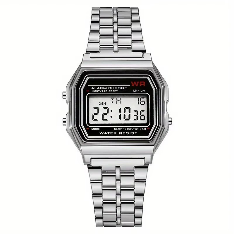 Men’s Watch Digital Silver Steel Classic Alarm Light Waterproof F-91W-1 Business