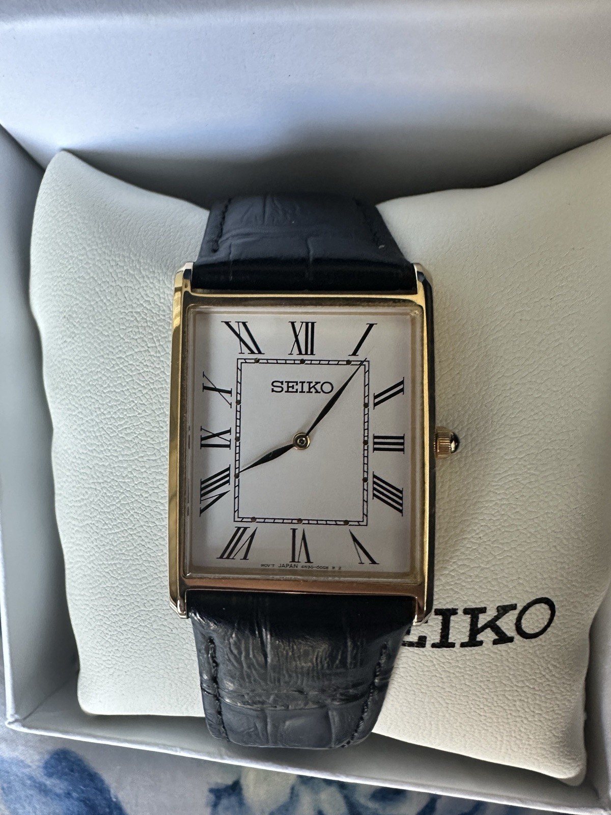 Seiko SWR052 Men’s White Dial Dress Watch Excellent Condition Box & Papers