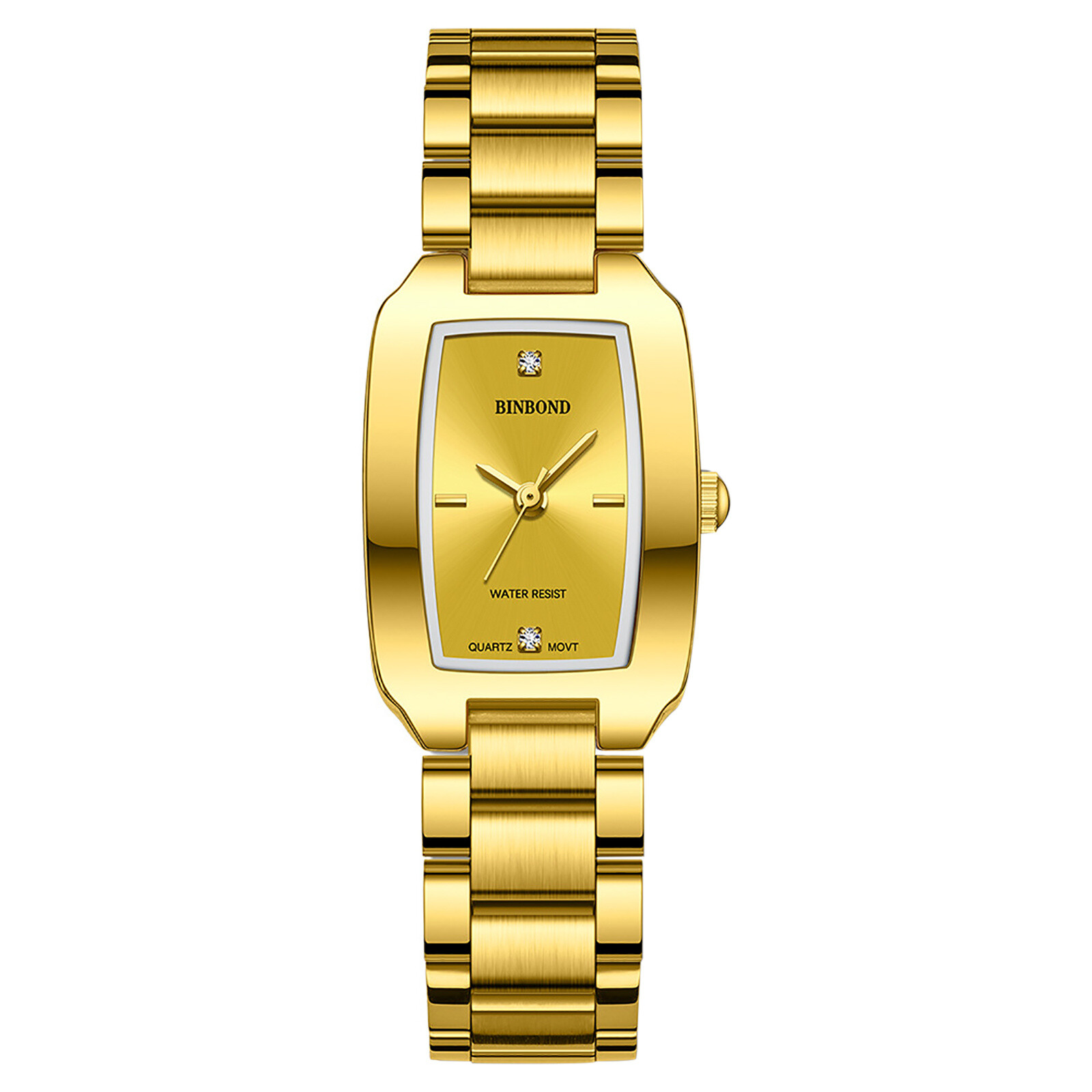 Women’s Charm Rectangle Dial Quartz Wrist Watch Stainless Steel Rhinestone Dial