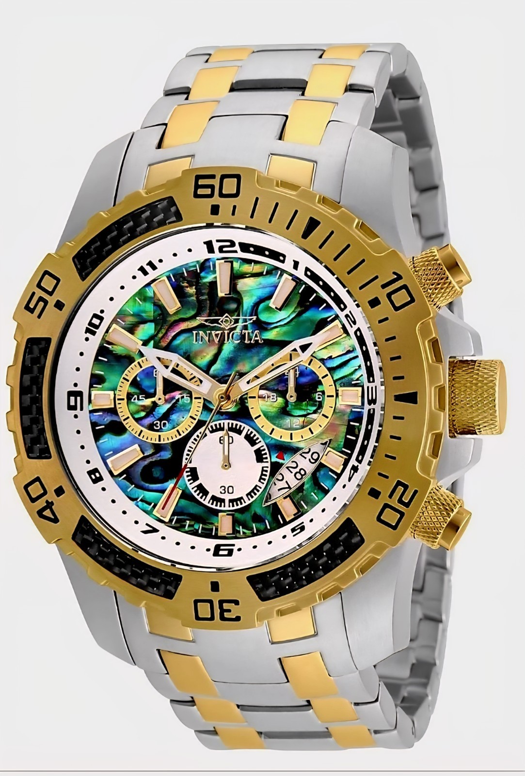 Invicta 51MM Pro Diver SCUBA Abalone Dial SS Two-Tone Crono Men’s Watch #25093