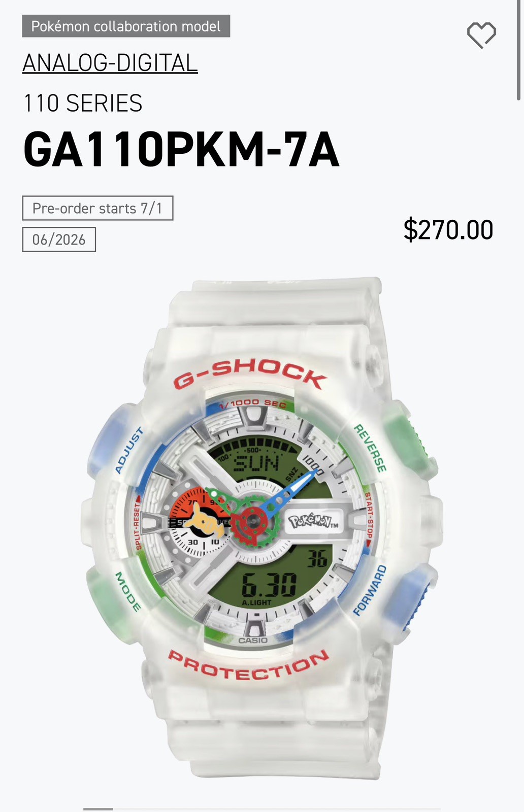 ANALOG-DIGITAL 110 SERIES GA110PKM-7A Preorder Confirmed