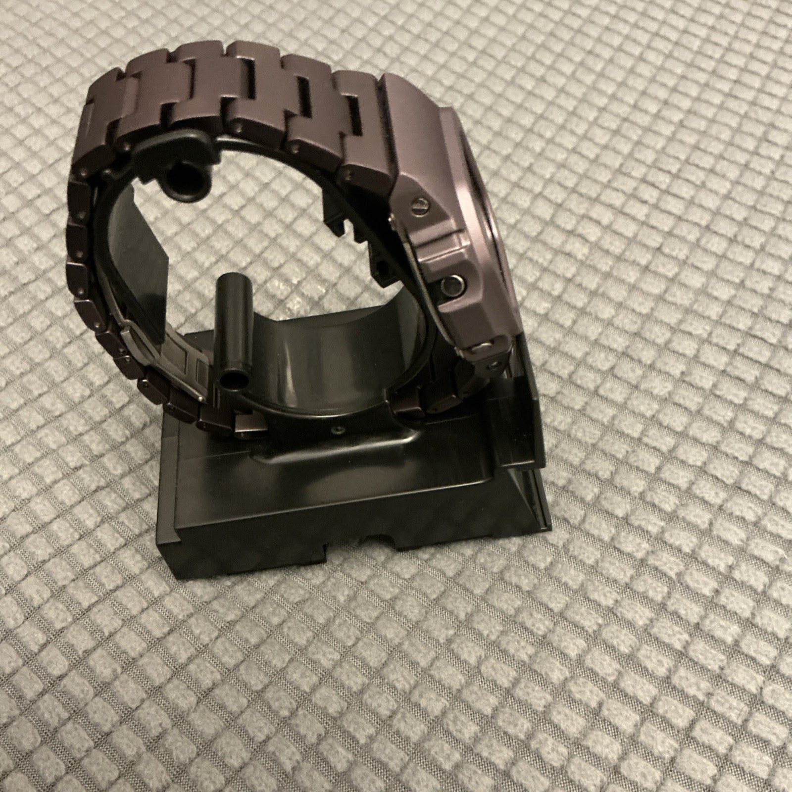 This is a modified DW5600E-1V watch with purple PVD Metal Bracelet 200M Box