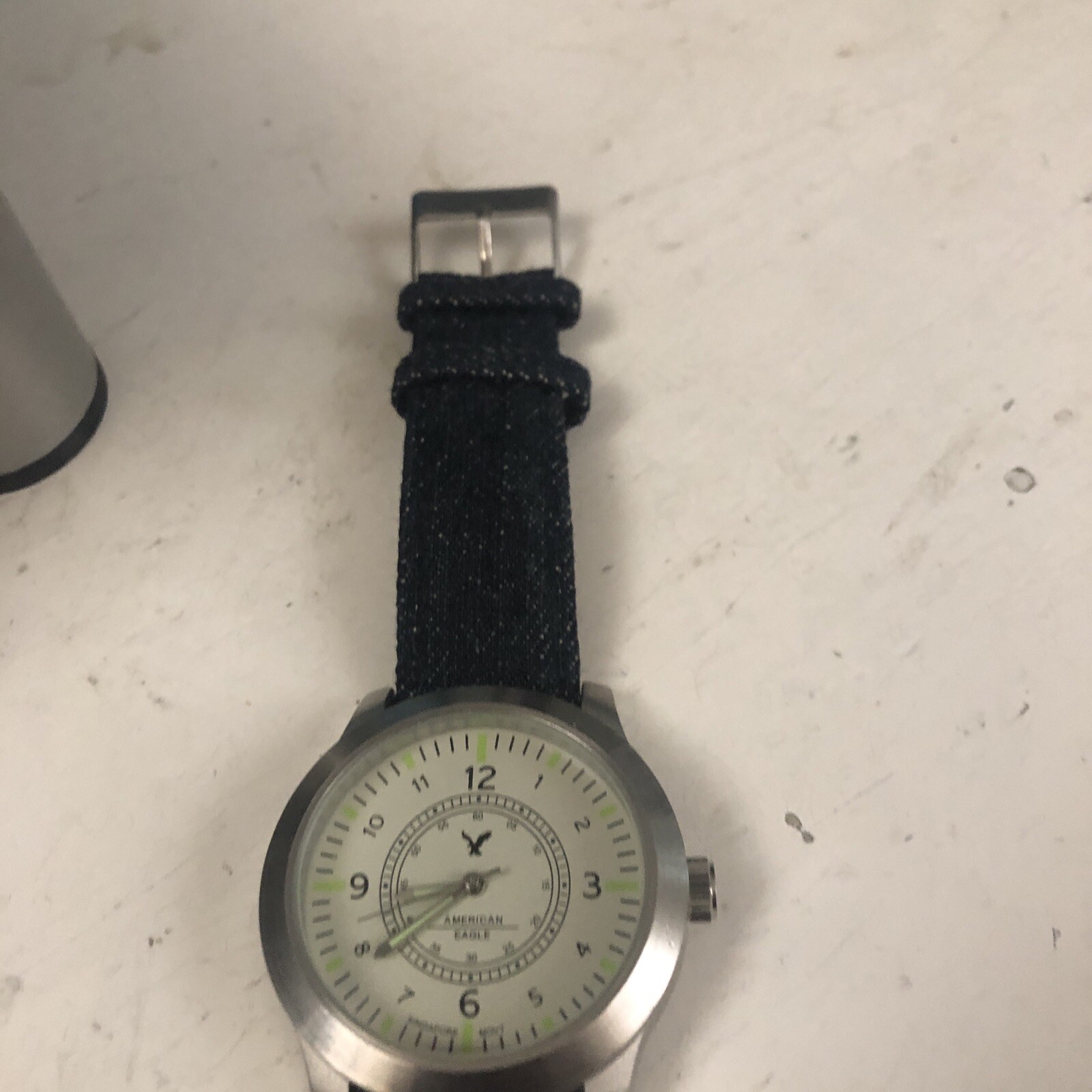 American Eagle Outfitters AEO Watch Domed Mineral Crystal Denim Strap