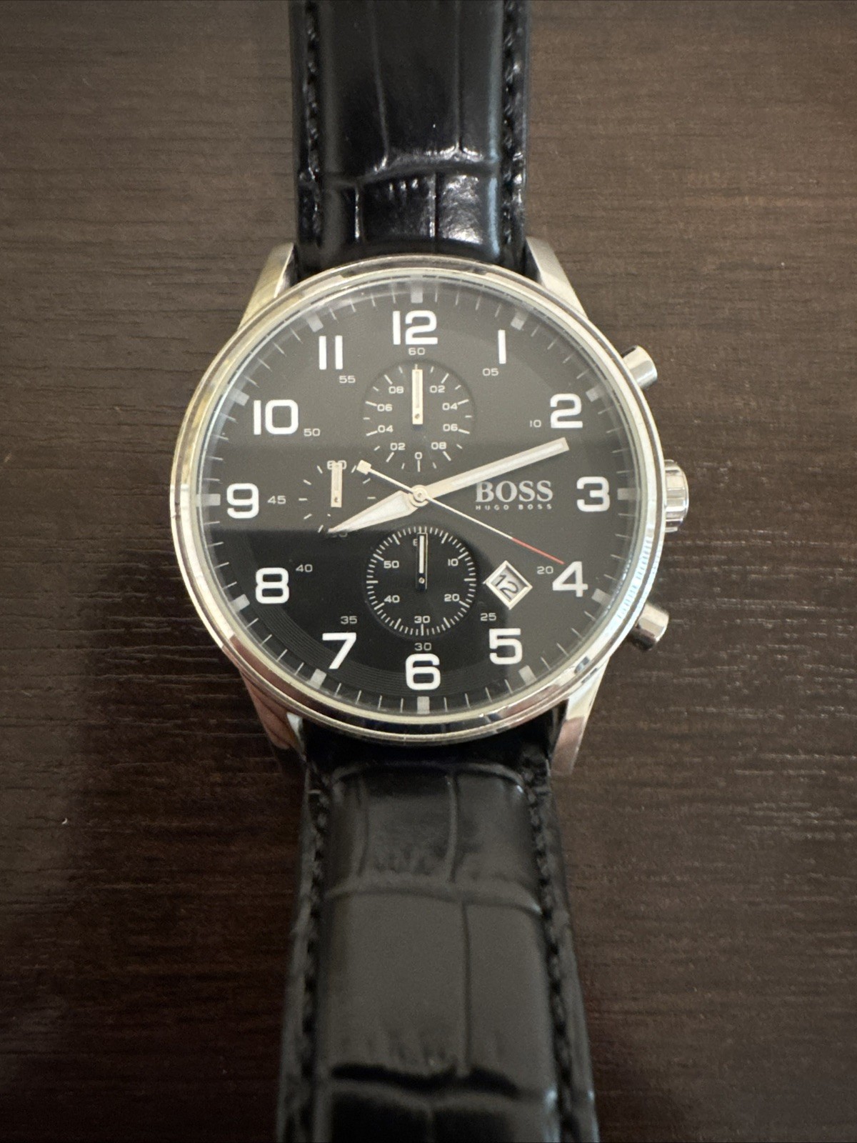 HUGO BOSS Men’s Classic Chronograph Watch. Alligator Leather Strap