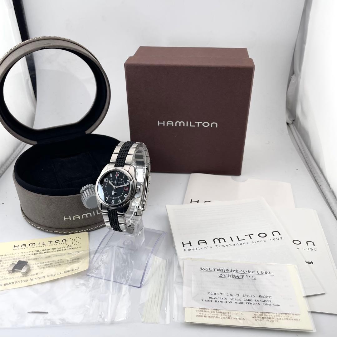 HAMILTON Wristwatch Khaki Stainless Steel Quartz Black Authentic From Japan