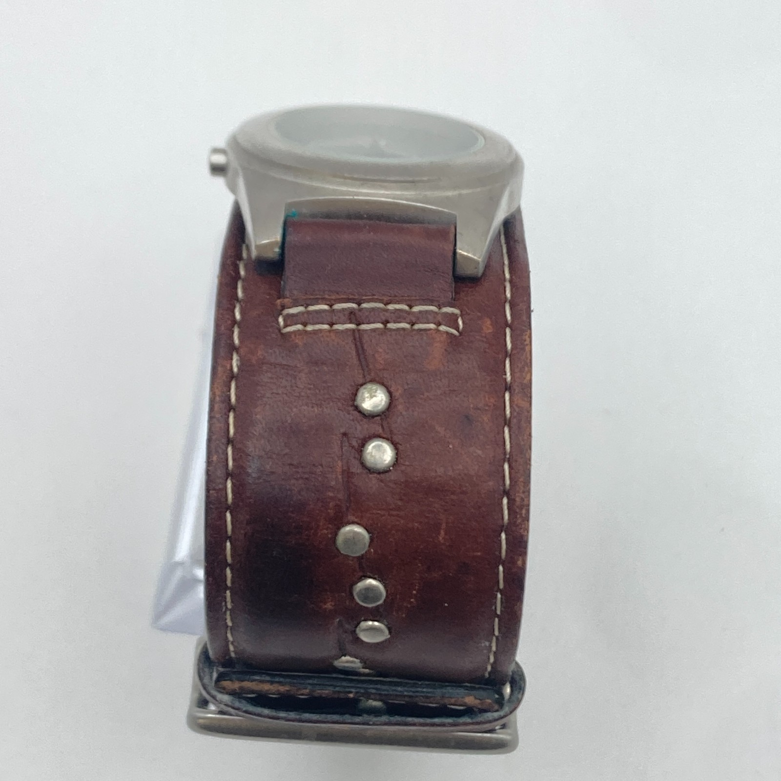 Billabong Women’s Watch 30mm Matte Silver Tone Leather Cuff New Battery 8″
