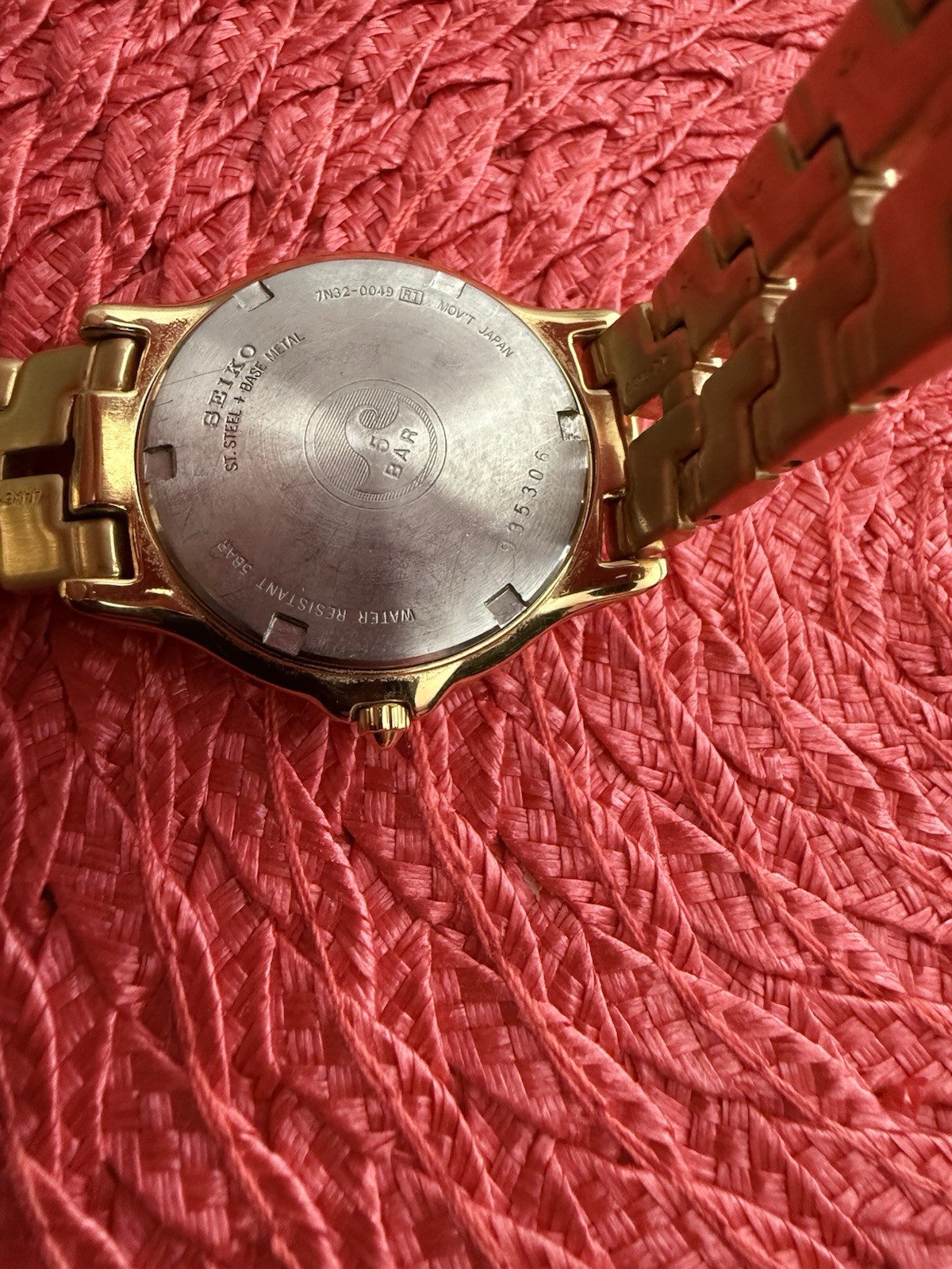 Seiko Watch Men Silver Gold Two Tone Date 7N32-0049 Round New Battery 7.25″ 35mm