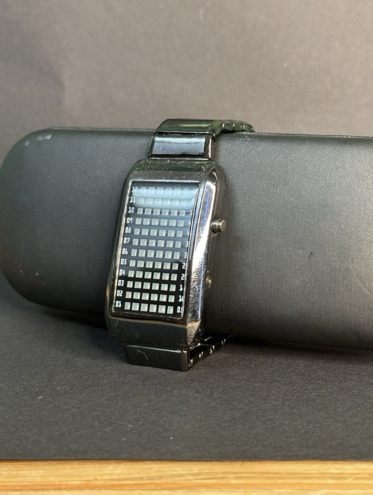 Intercrew LED Dot Matrix Watch – Black Futuristic Digital Grid Display
