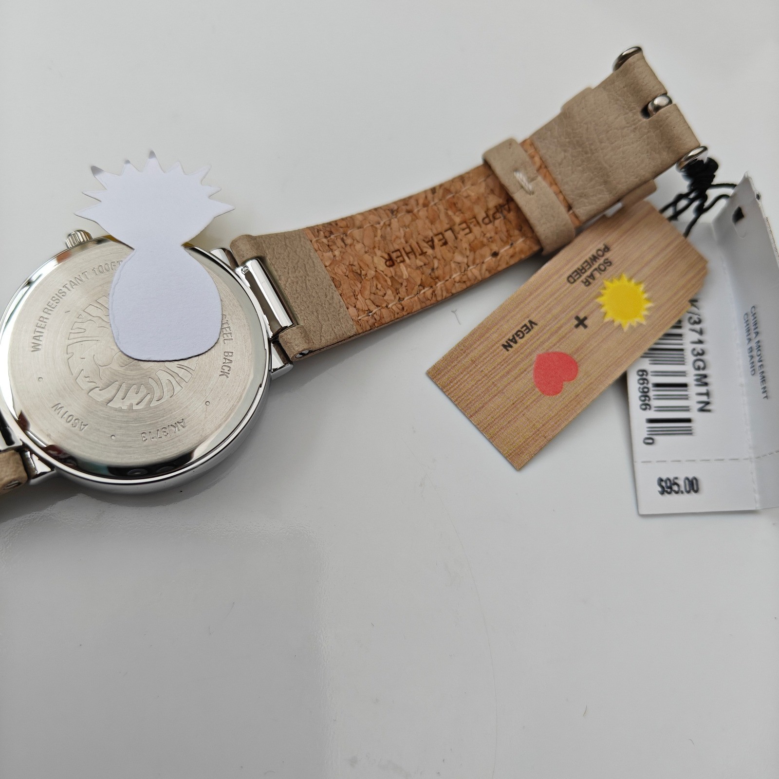 Anne Klein Considered Solar Powered Watch Mother Pearl Vegan Leather Iridescent