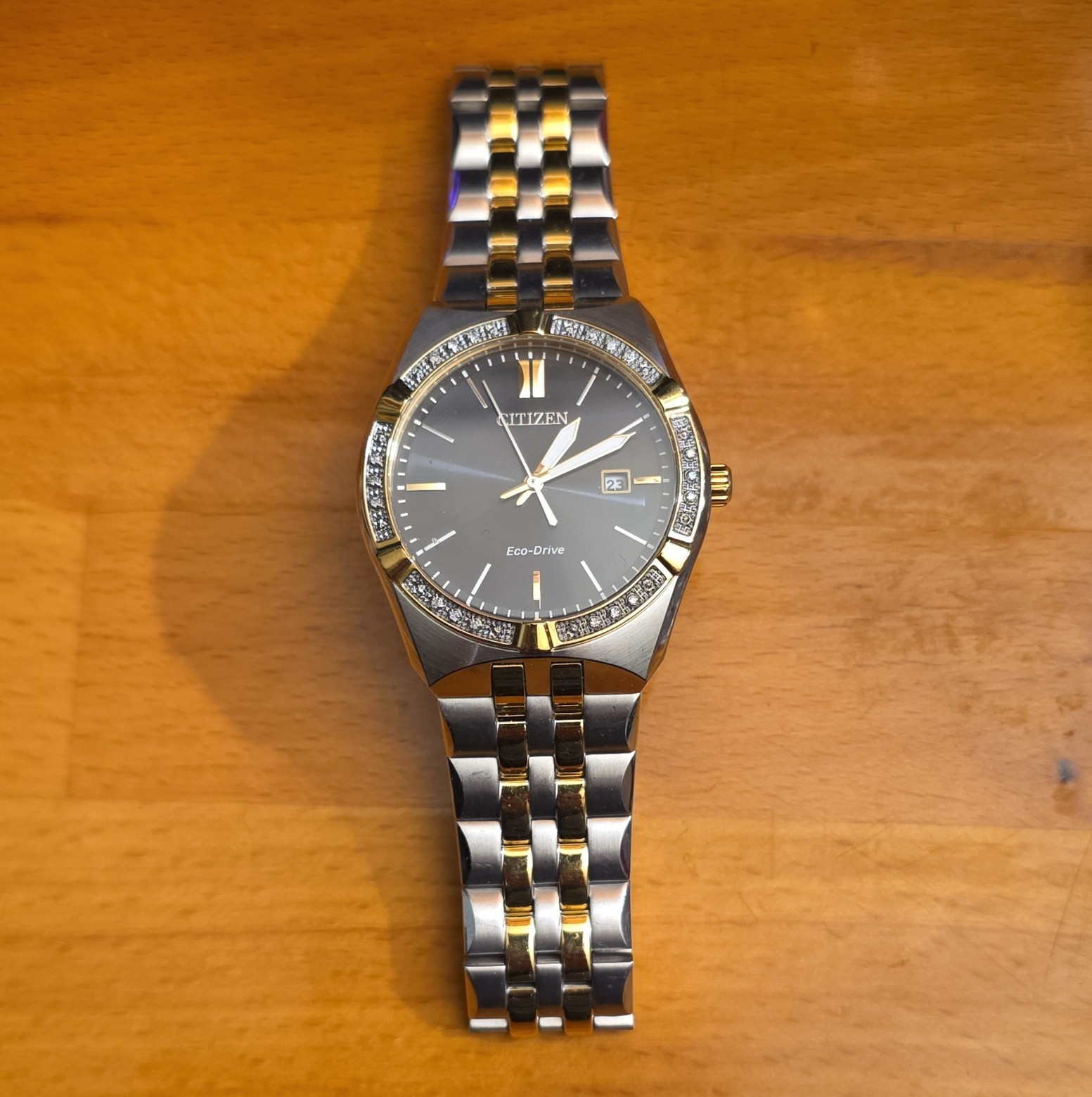 Citizen Eco-Drive Women’s Two-Tone Steel Bracelet Gray Dial Date Quartz Watch