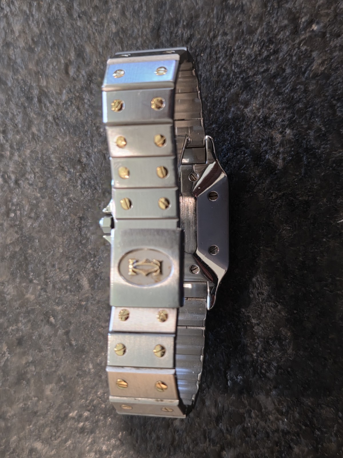 Ladies Cartier Santos Two-Tone Square Quartz Date Watch w/ Box & Booklets
