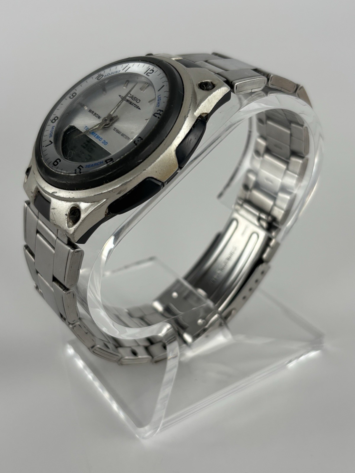 Casio Illuminator 40mm Silver Tone Digital/Analog Watch w/Bracelet & New Battery