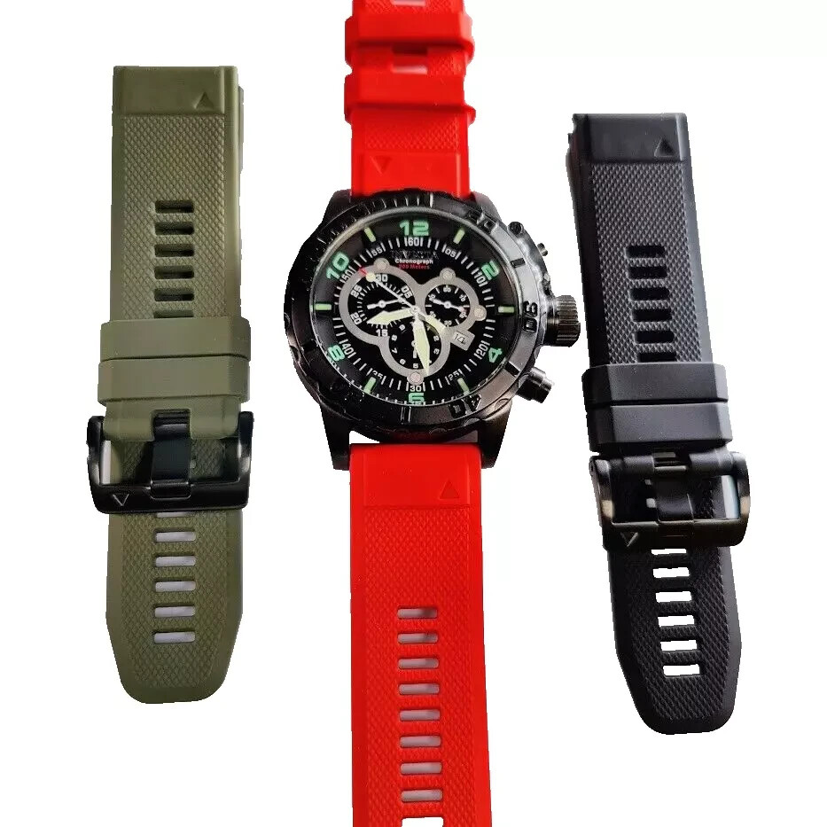 Invicta Corduba Ibiza Diver Men’s Watch Black Red Green Chrono Glow Swiss Rare