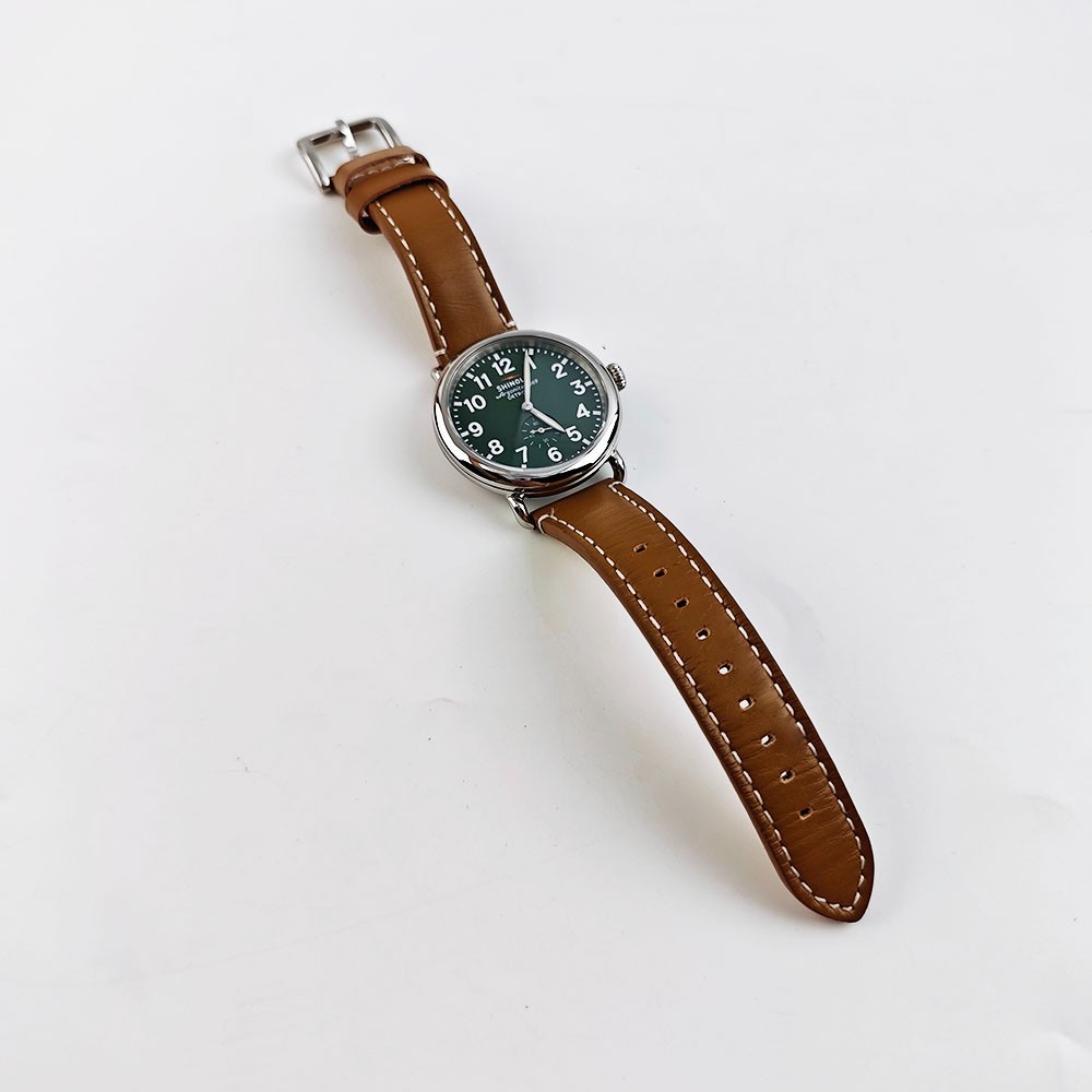 Shinola The Runwell 41mm Quartz Men’s Dark Green Dial Tan Leather Strap Watch