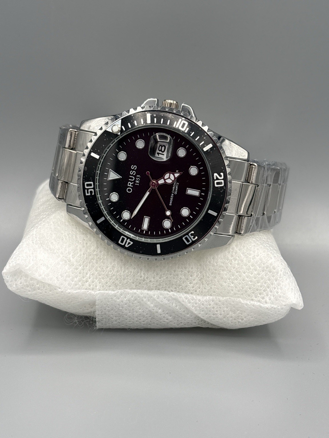 ORUSS 1853 Men’s Watch Stainless Steel Black Dial Date Quartz New, No Tag/box
