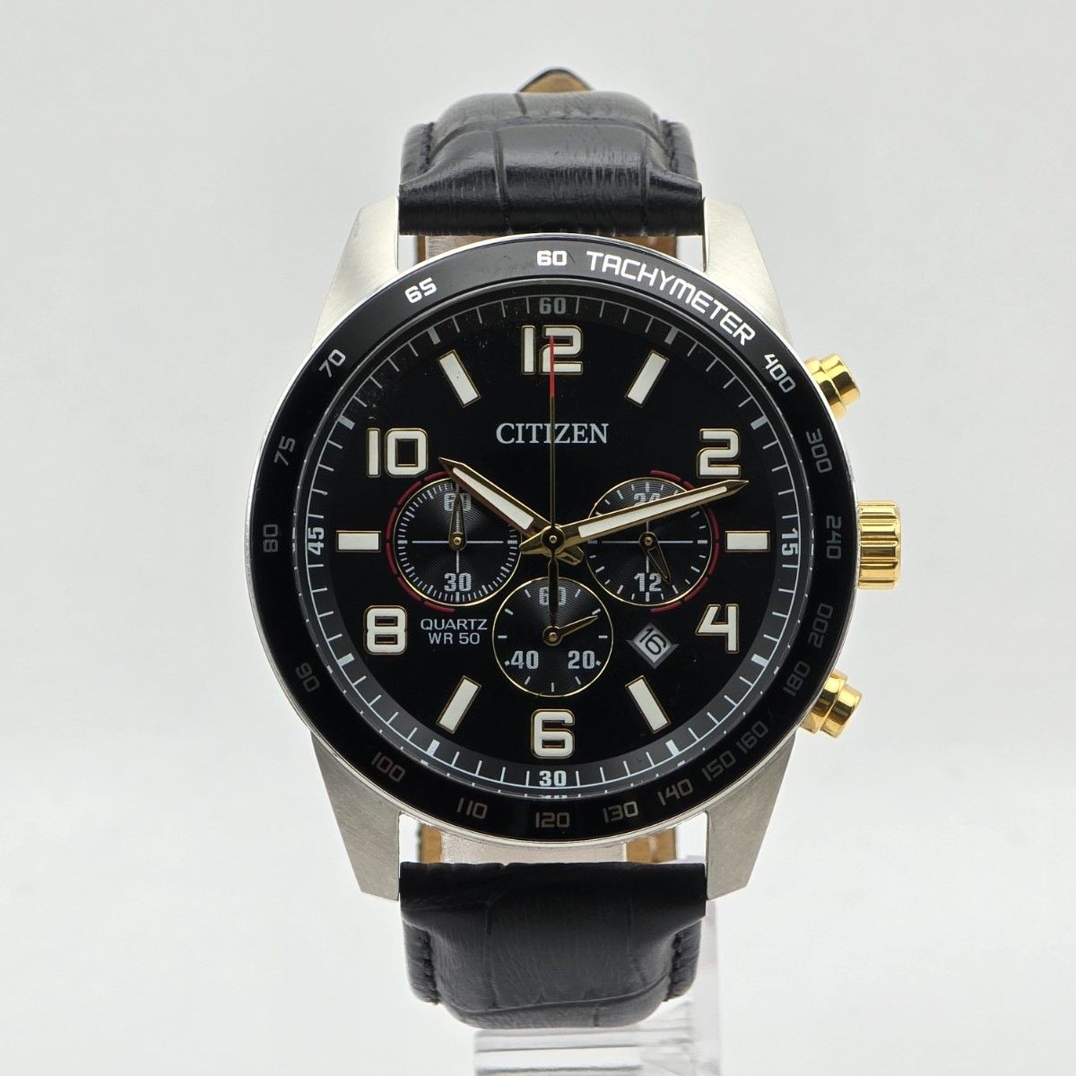 Working New Battery CITIZEN AN8166 05E Chronograph 0520 Tachymeter Black Dial Me