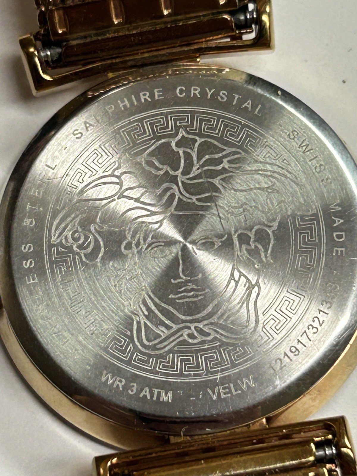 Versace Meander, White Dial, Rose Gold Color Stainless Steel