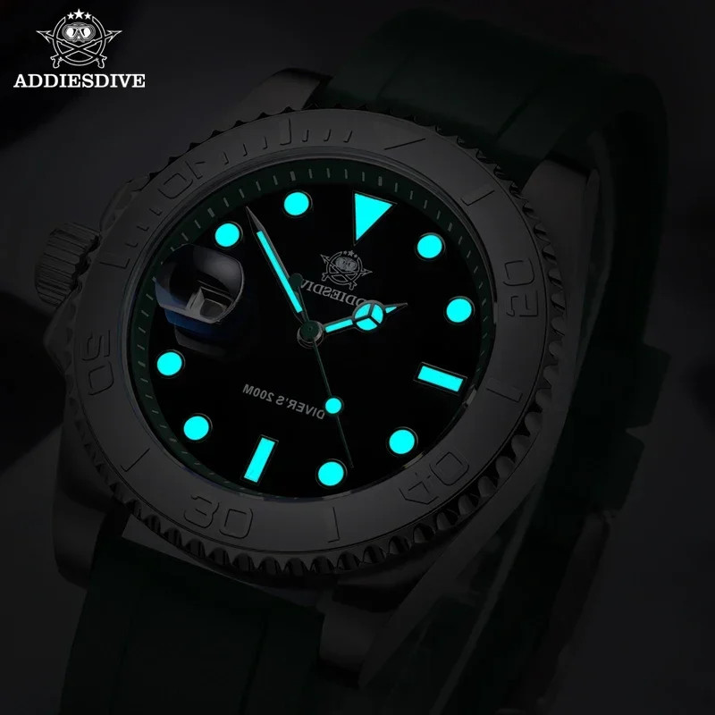 ADDIESDIVE Rubber Silicone Quartz Watch Fashion AD2040 200m Dive Watch