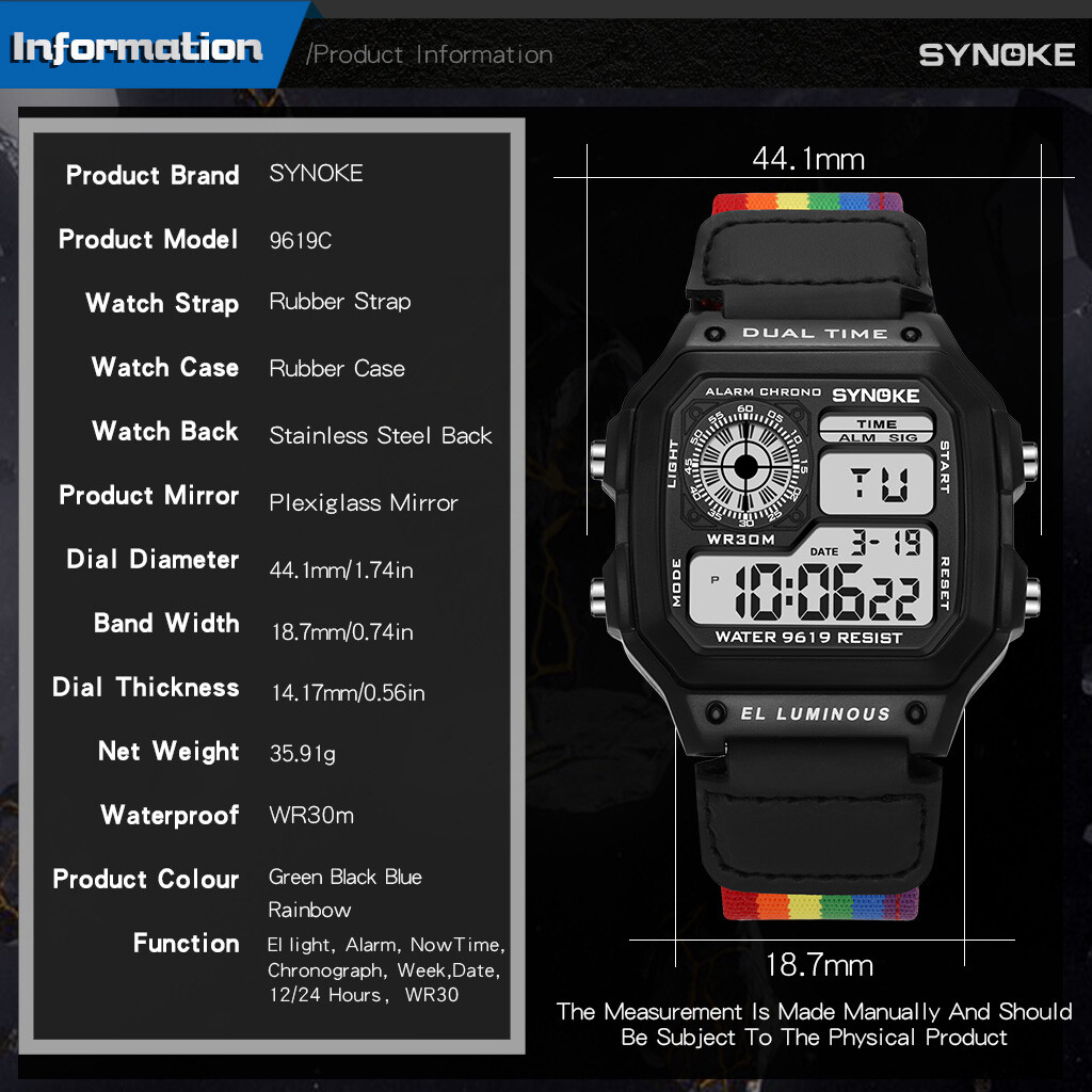 Men’s Electronic Digital Sports LED Display Waterproof Wrist Watch Multifunction